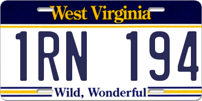 WV license plate 1RN194