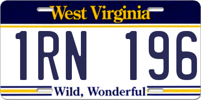 WV license plate 1RN196