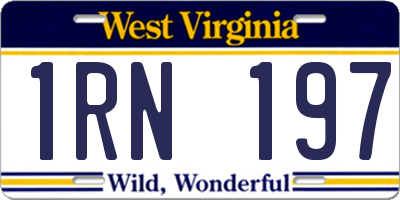 WV license plate 1RN197
