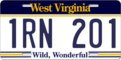 WV license plate 1RN201