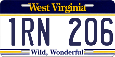 WV license plate 1RN206