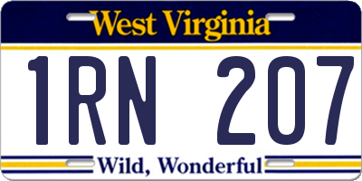 WV license plate 1RN207