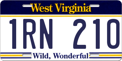WV license plate 1RN210