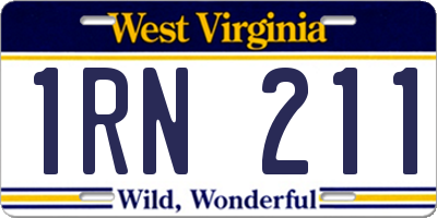 WV license plate 1RN211
