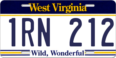 WV license plate 1RN212