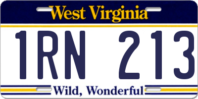 WV license plate 1RN213