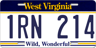WV license plate 1RN214