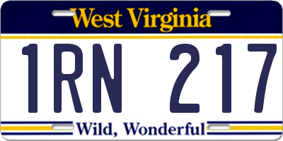 WV license plate 1RN217
