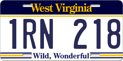 WV license plate 1RN218