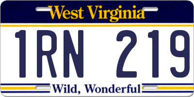 WV license plate 1RN219