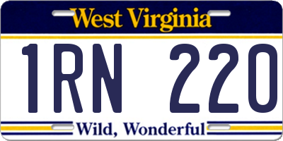 WV license plate 1RN220