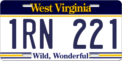 WV license plate 1RN221