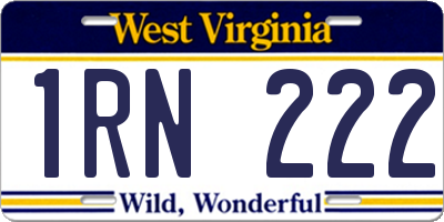 WV license plate 1RN222