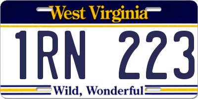 WV license plate 1RN223