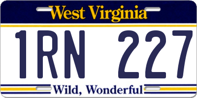 WV license plate 1RN227