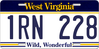 WV license plate 1RN228