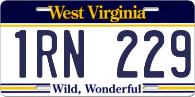 WV license plate 1RN229