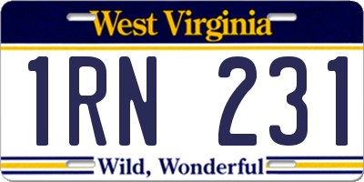 WV license plate 1RN231