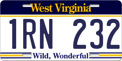 WV license plate 1RN232