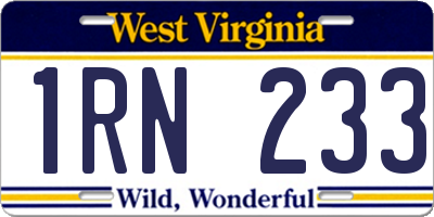 WV license plate 1RN233