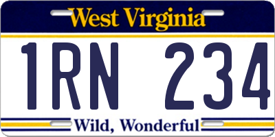 WV license plate 1RN234