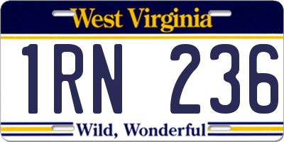 WV license plate 1RN236