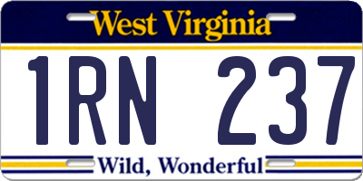 WV license plate 1RN237