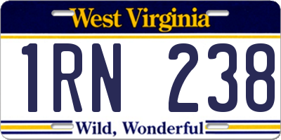 WV license plate 1RN238