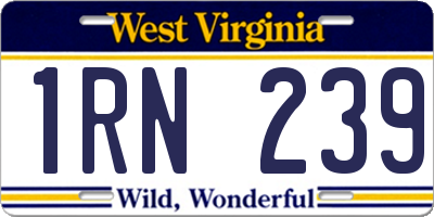WV license plate 1RN239