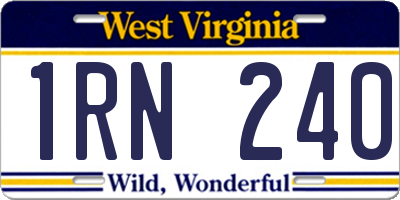 WV license plate 1RN240