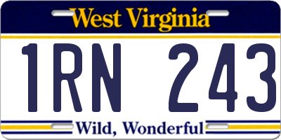 WV license plate 1RN243