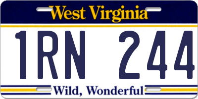 WV license plate 1RN244