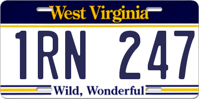 WV license plate 1RN247