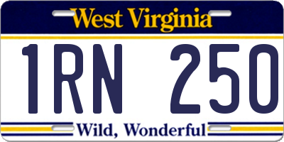 WV license plate 1RN250