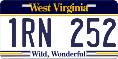 WV license plate 1RN252