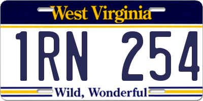 WV license plate 1RN254