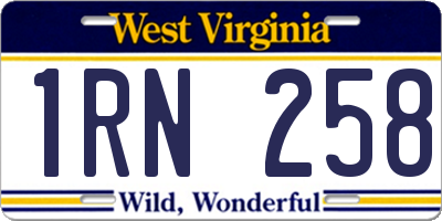 WV license plate 1RN258