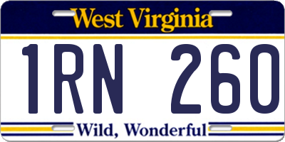 WV license plate 1RN260