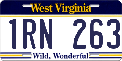 WV license plate 1RN263