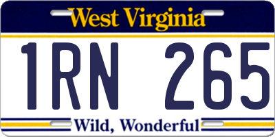 WV license plate 1RN265