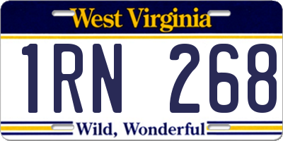 WV license plate 1RN268