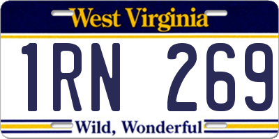 WV license plate 1RN269