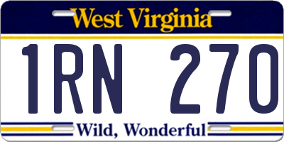 WV license plate 1RN270
