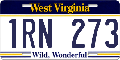 WV license plate 1RN273