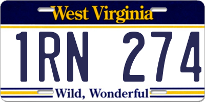 WV license plate 1RN274