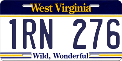 WV license plate 1RN276