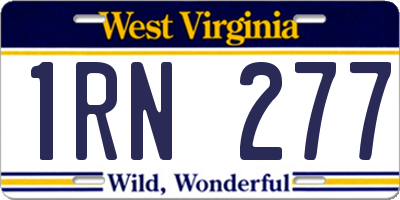 WV license plate 1RN277
