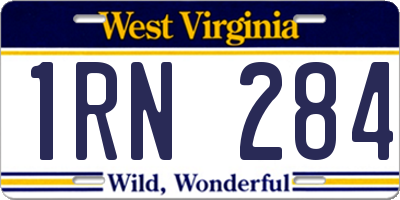 WV license plate 1RN284