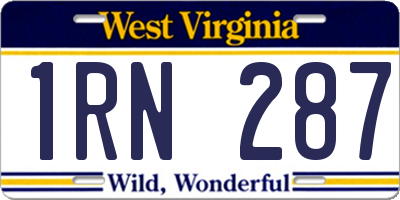 WV license plate 1RN287
