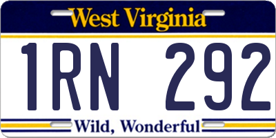 WV license plate 1RN292